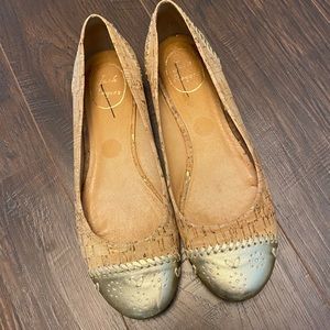 Jack Rogers Gold Toe Cork Flats